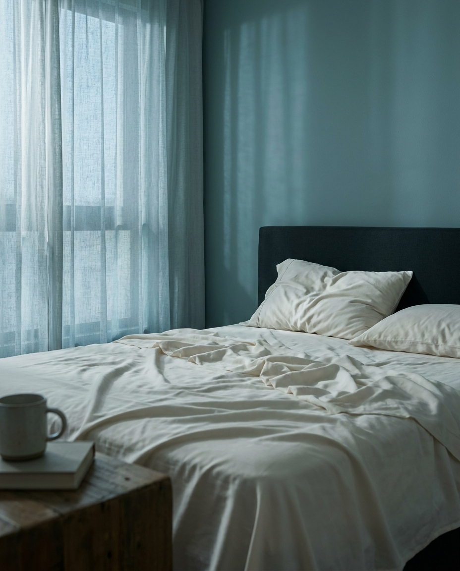 Banner Nuvé problema: cama deshecha al amanecer, sábanas apartadas